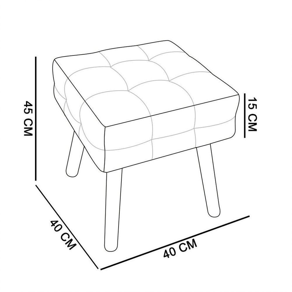 Puff Elisa Suede Bege Pés Palito Castanho Drossi - 8