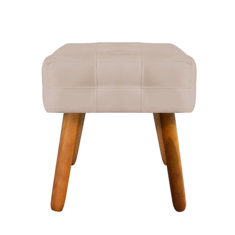 Puff Elisa Suede Bege Pés Palito Castanho Drossi - 9