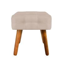 Puff Elisa Suede Bege Pés Palito Castanho Drossi - 5