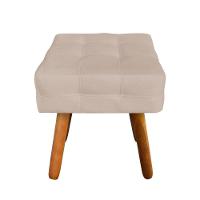 Puff Elisa Suede Bege Pés Palito Castanho Drossi - 6