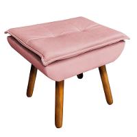 Puff Opala Veludo Rosê Pés Palito Castanho - D´rossi - 1