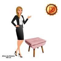 Puff Opala Veludo Rosê Pés Palito Castanho - D´rossi - 3