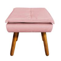 Puff Opala Veludo Rosê Pés Palito Castanho - D´rossi - 8