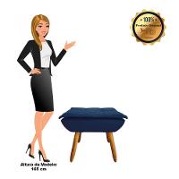 Puff Opala Suede Azul Marinho Pés Palito Castanho D´rossi - 7