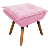 Puff Opala Suede Rosa Bebê Pés Palito Castanho D´rossi - 1