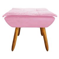 Puff Opala Suede Rosa Bebê Pés Palito Castanho D´rossi - 2