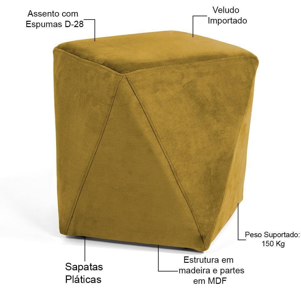 Puff Para Sala De Estar Ametista D02 Veludo Mostarda C-279 - 3