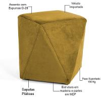 Puff Para Sala De Estar Ametista D02 Veludo Mostarda C-279 - 3