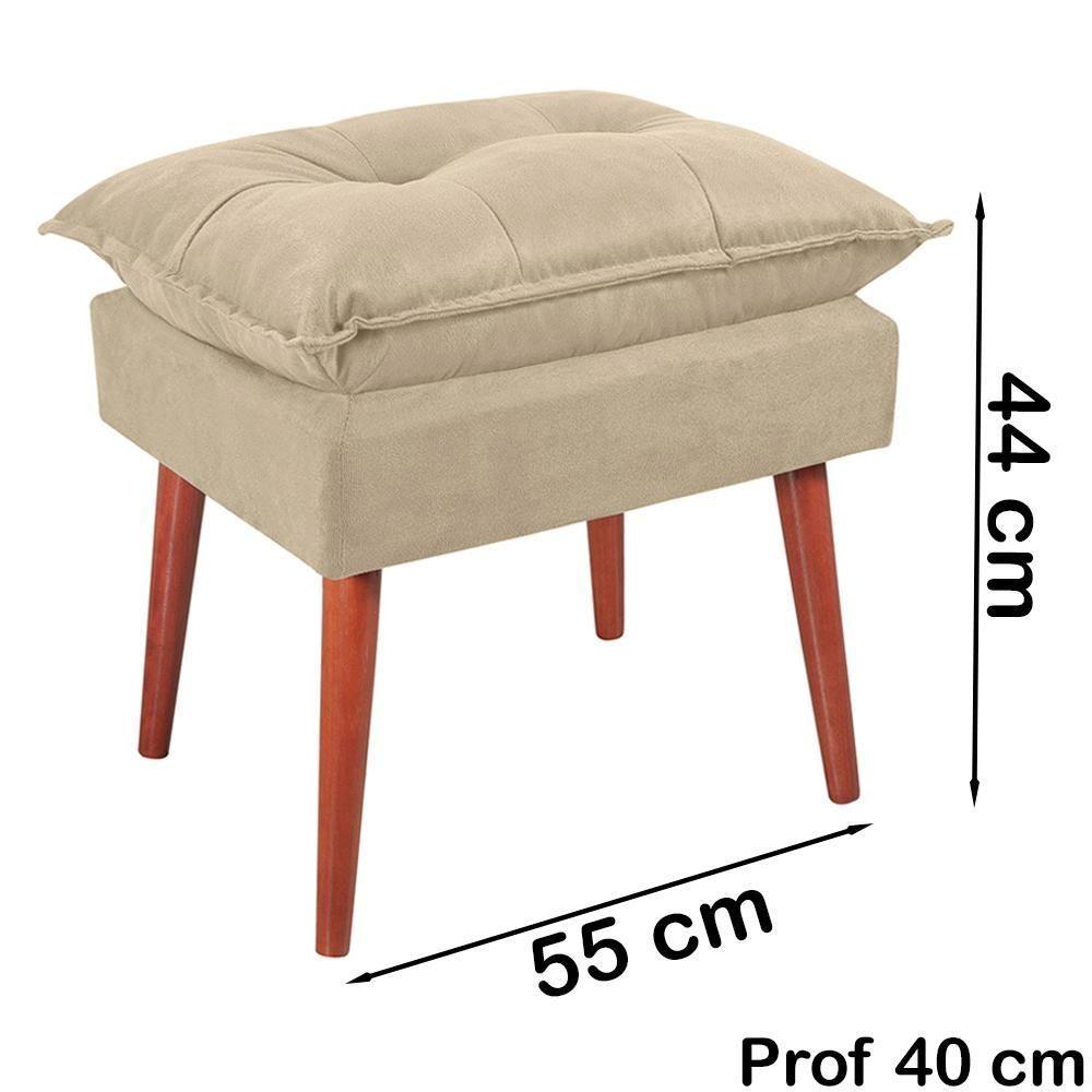 Puff Puf Opall Pes Palito 55x40cm Suede Bege Mpassos Bege - 6