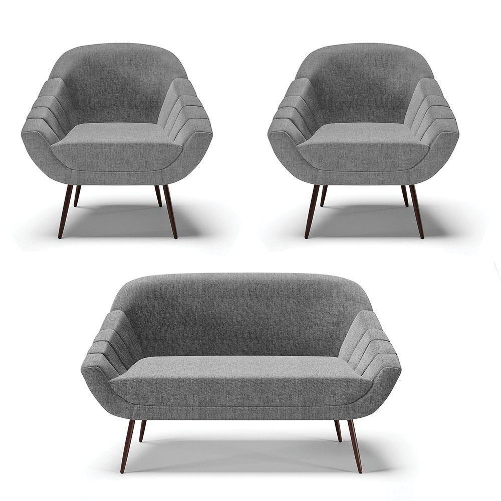 01 Namoradeira 02 Lugares E 02 Poltronas Linho Grafite A26 - 1