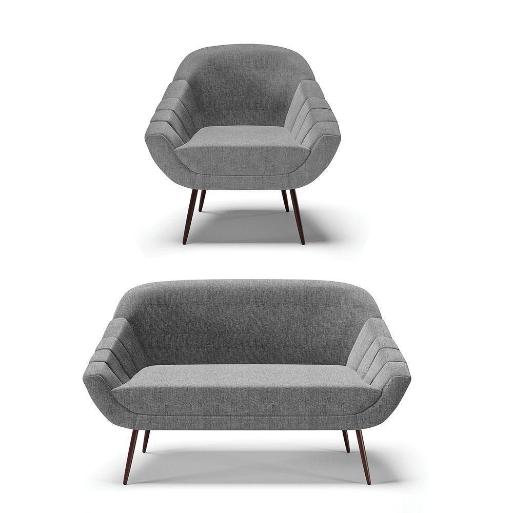 01 Namoradeira 02 Lugares E 01 Poltrona Linho Grafite - 1