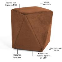 Puff Para Sala De Estar Ametista D02 Veludo Telha C-262 - 3