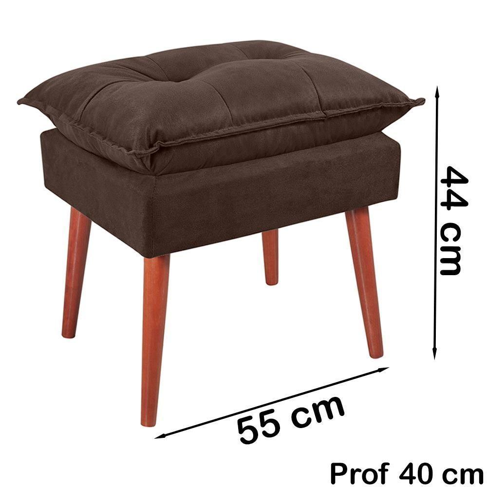 Puff Puf Opall Pes Palito 55x40cm Suede Marrom Mpassos Marrom - 6