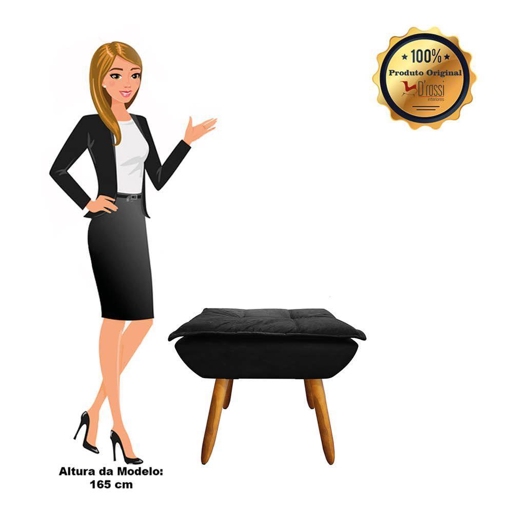 Puff Opala Suede Preto Pés Palito Castanho D´rossi - 10