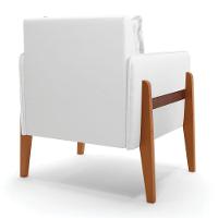 Kit 02 Poltronas Lana Corino Branco Base De Madeira - 5