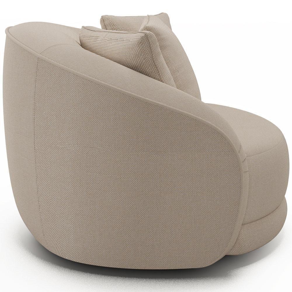 Kit 02 Poltronas Decorativa Para Sala De Estar Base Giratória Witta M03 Linho Cru - Lyam Decor - 3