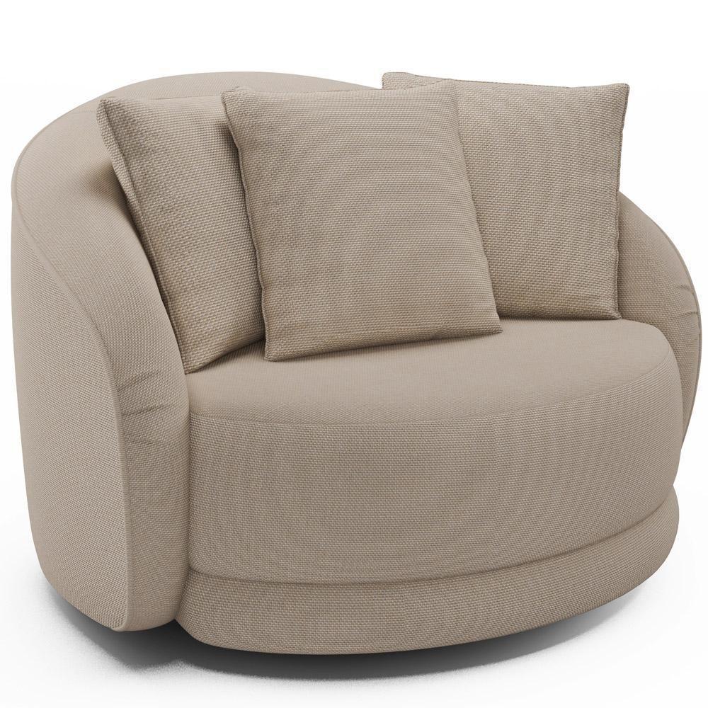 Kit 02 Poltronas Decorativa Para Sala De Estar Base Giratória Witta M03 Linho Cru - Lyam Decor - 7