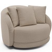 Kit 02 Poltronas Decorativa Para Sala De Estar Base Giratória Witta M03 Linho Cru - Lyam Decor - 7