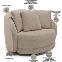 Kit 02 Poltronas Decorativa Para Sala De Estar Base Giratória Witta M03 Linho Cru - Lyam Decor - 8