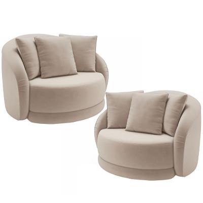 Kit 2 Poltronas Decorativas Witta M03 Giratória Veludo Bege Lyam Decor