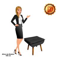 Puff Opala Veludo Preto Pés Palito Castanho - D´rossi - 2