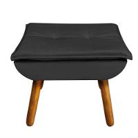 Puff Opala Veludo Preto Pés Palito Castanho - D´rossi - 3