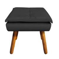 Puff Opala Veludo Preto Pés Palito Castanho - D´rossi - 6