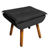 Puff Opala Veludo Preto Pés Palito Castanho - D´rossi - 10