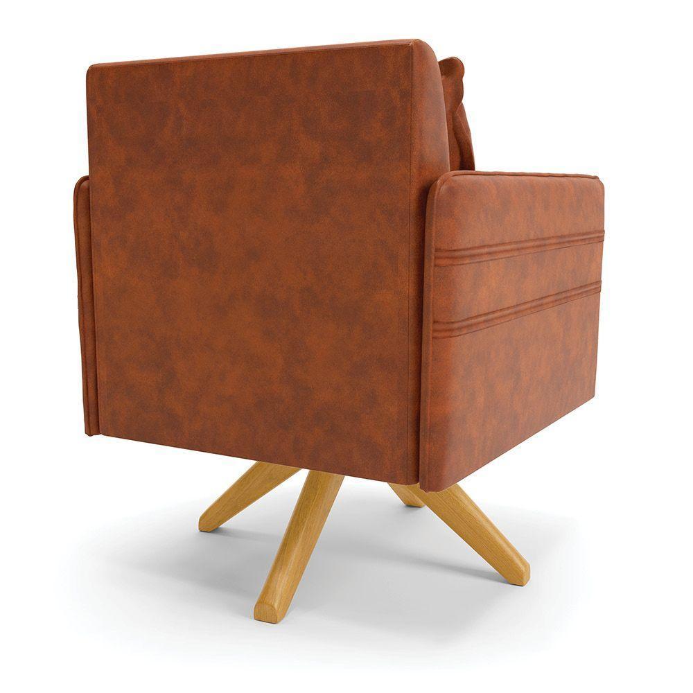 Kit 02 Poltronas Giratória Nozes Base De Madeira Ma30 - 5