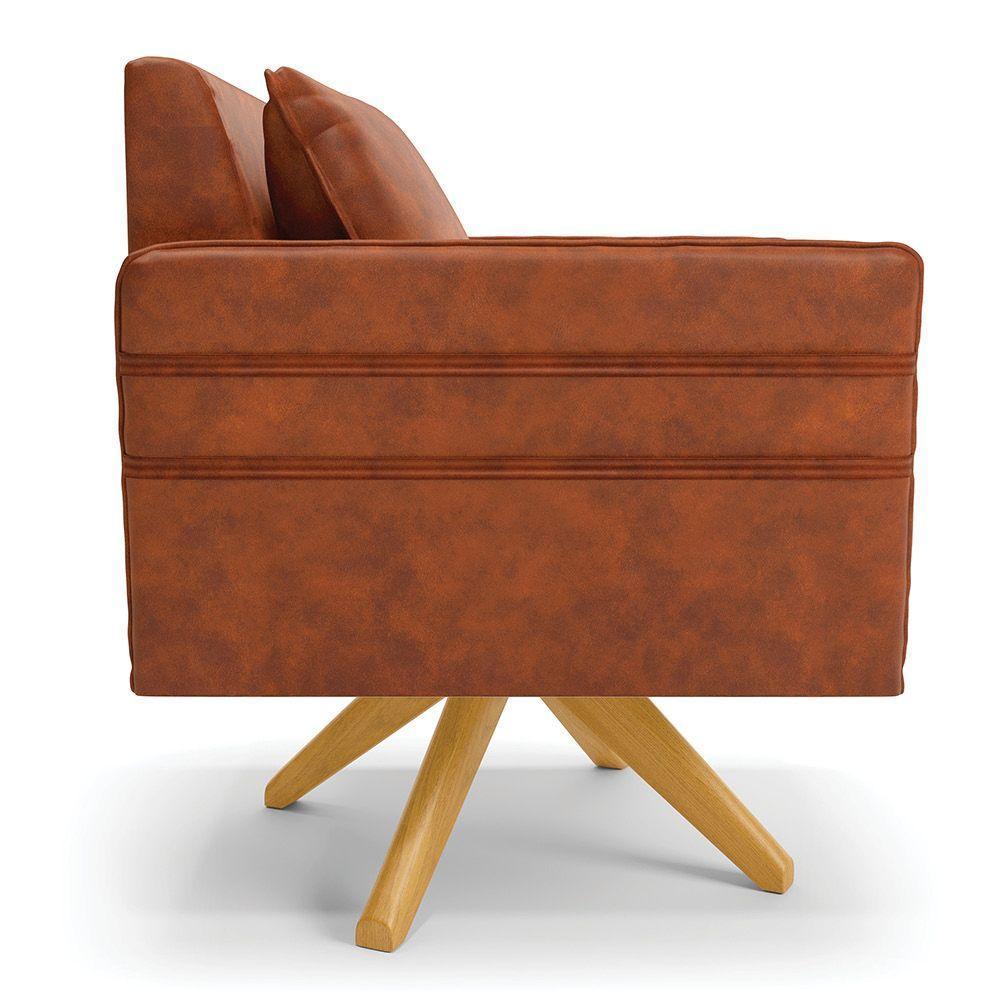 Kit 02 Poltronas Giratória Nozes Base De Madeira Ma30 - 6