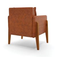 Kit 02 Poltronas Lana Corano Nozes Base De Madeira - 5