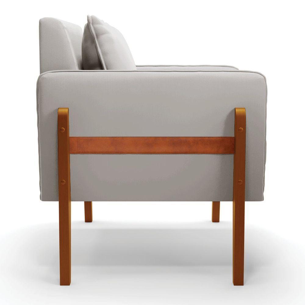 Kit 02 Poltronas Lana Veludo Base De Madeira Cinza - 6