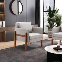 Kit 02 Poltronas Lana Veludo Base De Madeira Cinza - 8