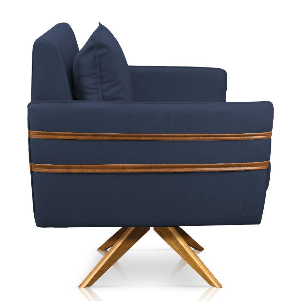 Kit 02 Poltronas Giratória Mari Suede Azul Marinho - 5