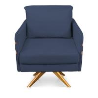 Kit 02 Poltronas Giratória Mari Suede Azul Marinho - 6