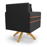 Kit 02 Poltronas Corino Preto Base De Madeira Ma30 - 5