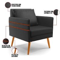 Kit 02 Poltronas Mari Corino Preto Pés Palito Castanho