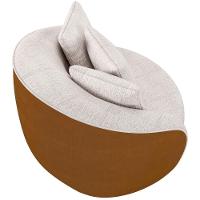 Kit 02 Poltronas Decorativa Fixa Pés De Madeira Witta M03 Couríssimo Whisky Linho Bege - Lyam Decor - 2