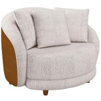 Kit 02 Poltronas Decorativa Fixa Pés De Madeira Witta M03 Couríssimo Whisky Linho Bege - Lyam Decor - 3