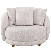 Kit 02 Poltronas Decorativa Fixa Pés De Madeira Witta M03 Couríssimo Whisky Linho Bege - Lyam Decor