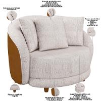 Kit 02 Poltronas Decorativa Fixa Pés De Madeira Witta M03 Couríssimo Whisky Linho Bege - Lyam Decor - 5