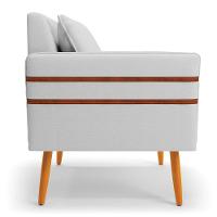 Kit 02 Poltronas Mari Linho Pés Palito Castanho A05 Cinza - 6