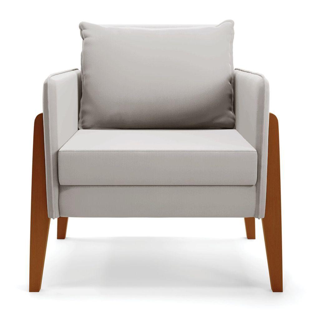 Kit 02 Poltronas Lana Veludo Cinza Base De Madeira - 7