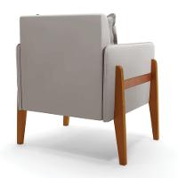 Kit 02 Poltronas Lana Veludo Cinza Base De Madeira - 5