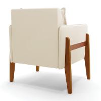 Kit 02 Poltronas Lana Veludo Bege Base De Madeira - D'rossi - 5