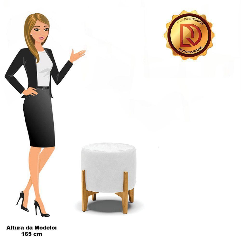 Puff Stella Corano Branco Base Madeira Castanho - D'rossi - 4