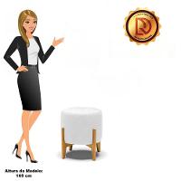 Puff Stella Corano Branco Base Madeira Castanho - D'rossi