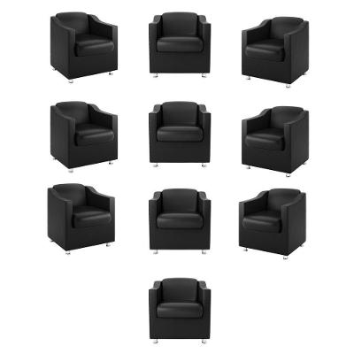Kit 10 Poltronas Decorativas Para Consultório E Sala Corino Preto Balaqui Decor