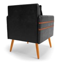 Kit 02 Poltronas Mari Corano Preto Pés Palito Castanho - 5