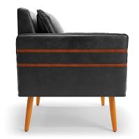 Kit 02 Poltronas Mari Corano Preto Pés Palito Castanho - 6